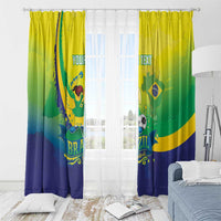 Brazil Football 2026 Custom Window Curtain Come On Selecao Brasil Parrot Mascot