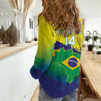 Brazil Football 2026 Custom Women Casual Shirt Come On Selecao Brasil Parrot Mascot