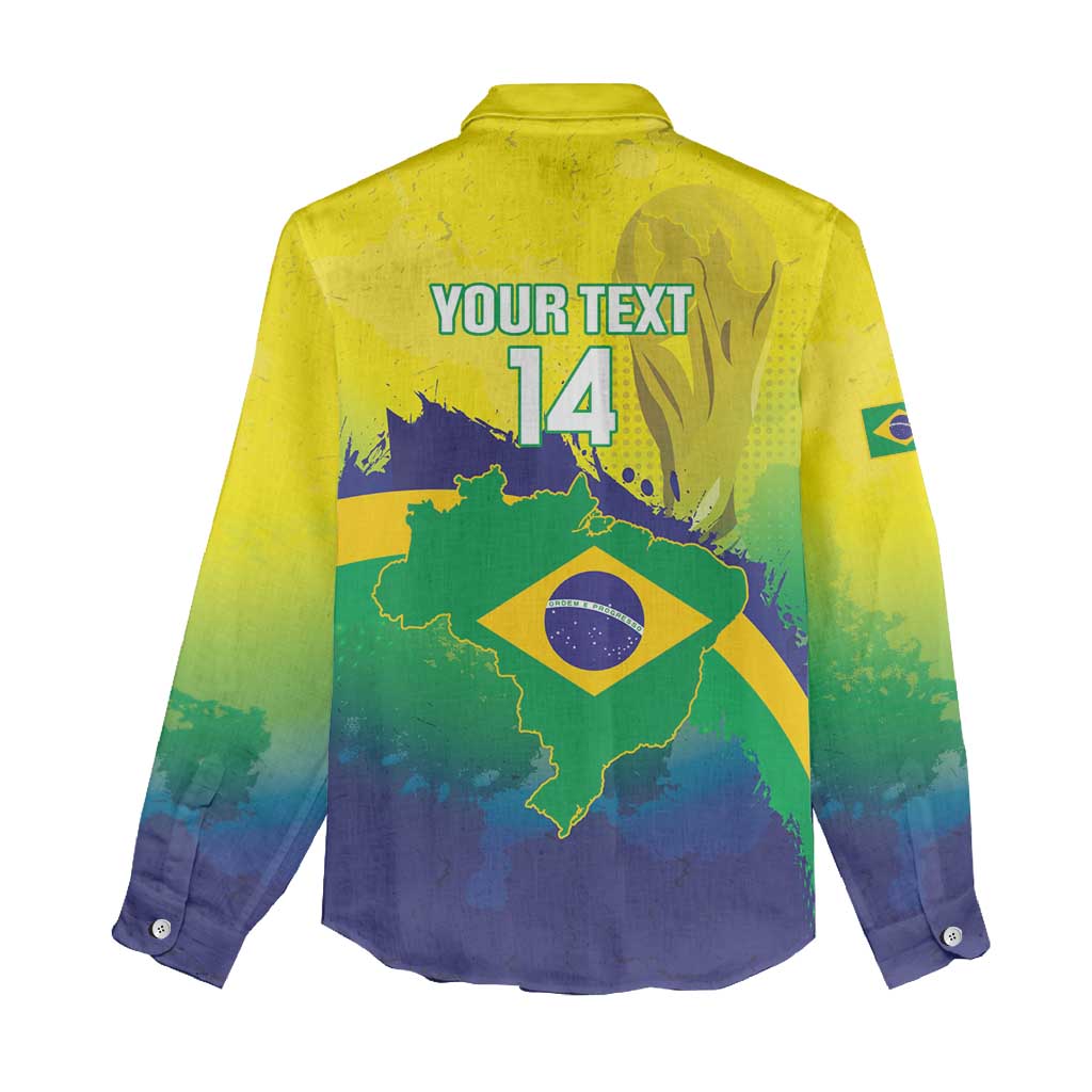 Brazil Football 2026 Custom Women Casual Shirt Come On Selecao Brasil Parrot Mascot