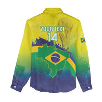 Brazil Football 2026 Custom Women Casual Shirt Come On Selecao Brasil Parrot Mascot