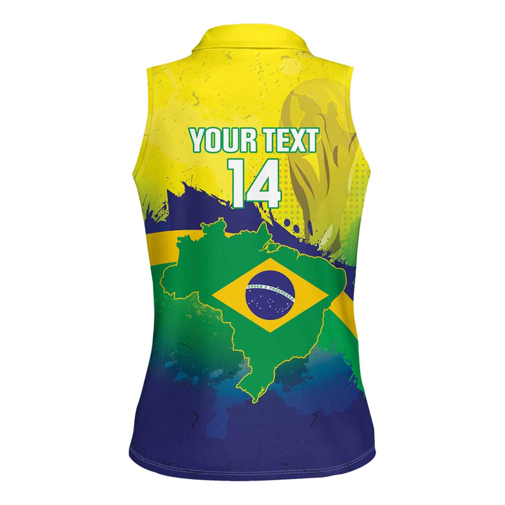 Brazil Football 2026 Custom Women Sleeveless Polo Shirt Come On Selecao Brasil Parrot Mascot