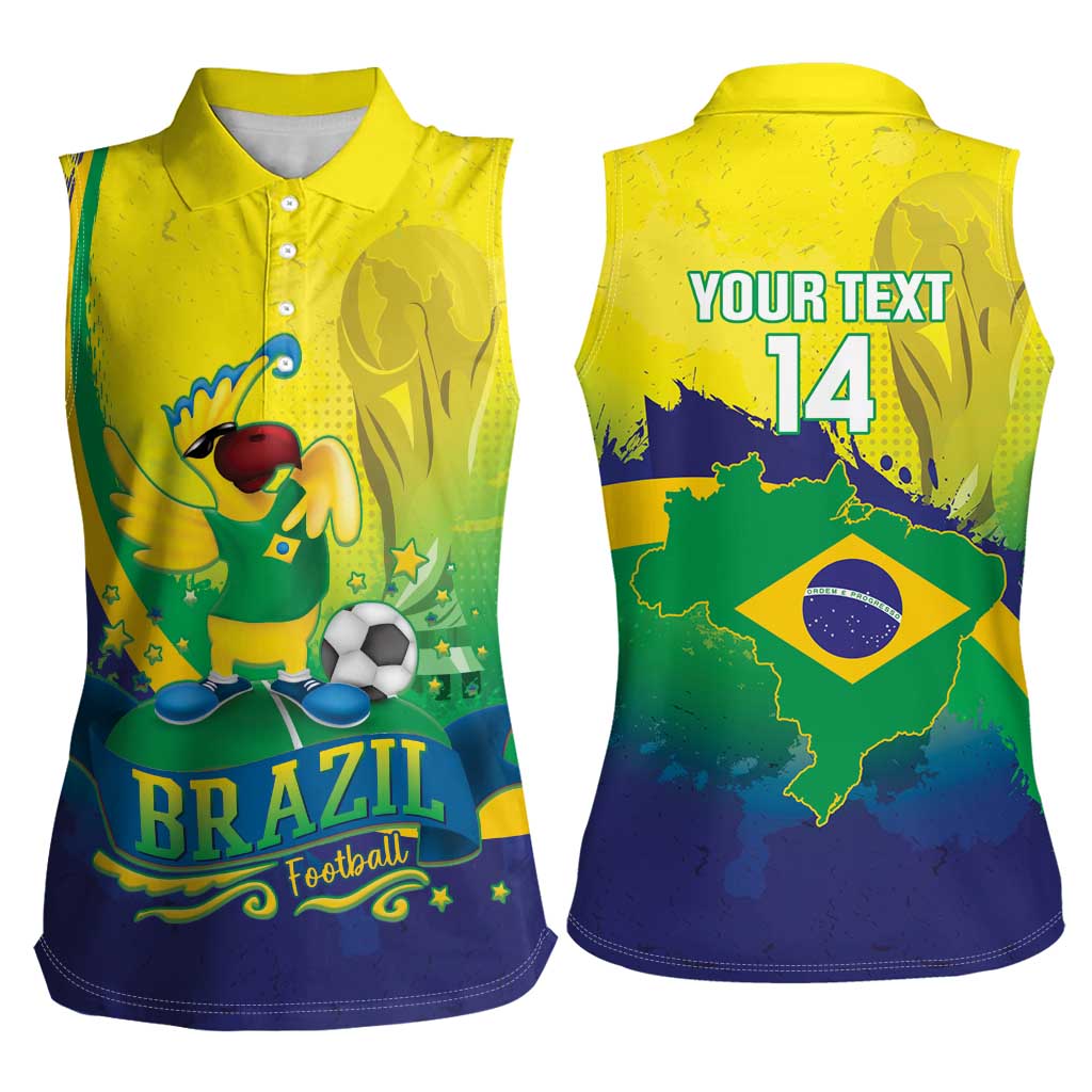 Brazil Football 2026 Custom Women Sleeveless Polo Shirt Come On Selecao Brasil Parrot Mascot