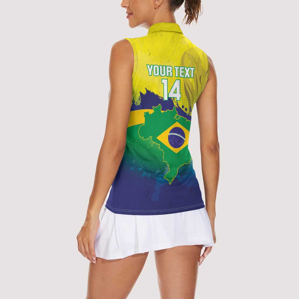 Brazil Football 2026 Custom Women Sleeveless Polo Shirt Come On Selecao Brasil Parrot Mascot