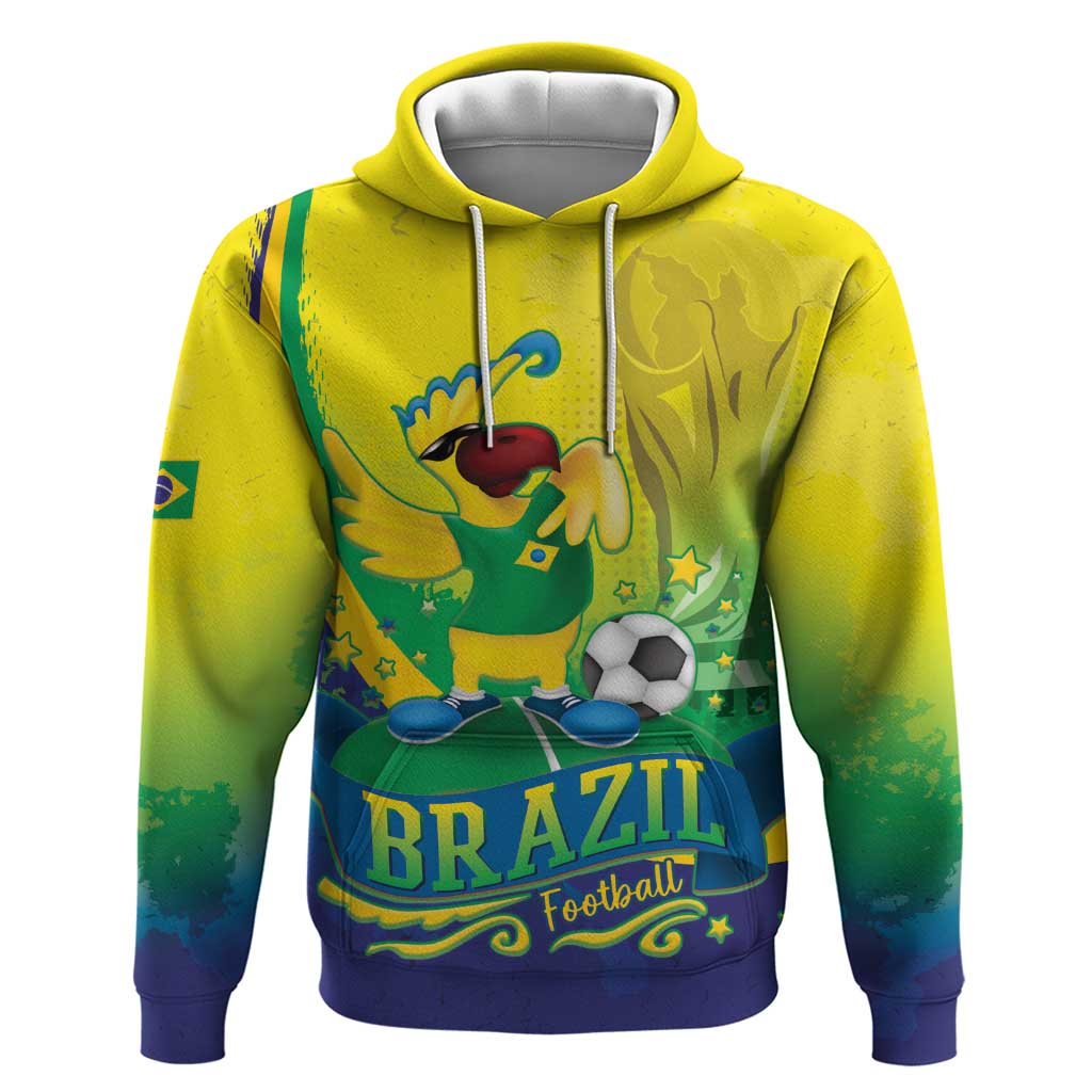 Brazil Football 2026 Custom Zip Hoodie Come On Selecao Brasil Parrot Mascot