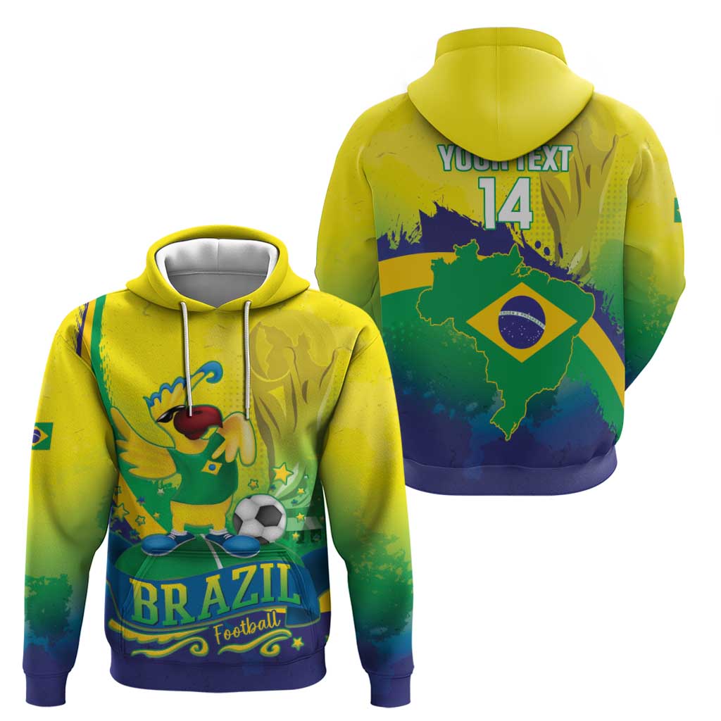 Brazil Football 2026 Custom Zip Hoodie Come On Selecao Brasil Parrot Mascot
