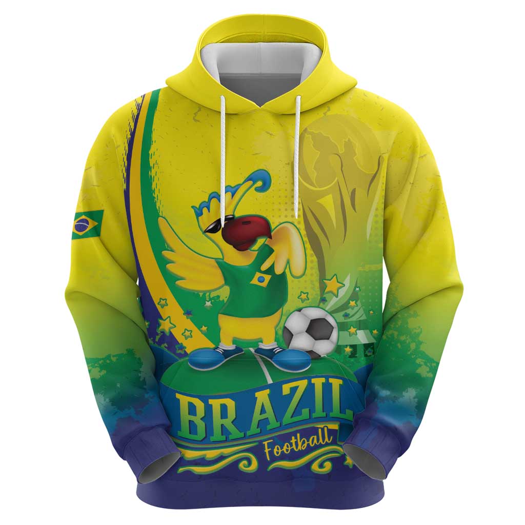 Brazil Football 2026 Custom Zip Hoodie Come On Selecao Brasil Parrot Mascot