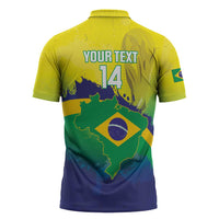 Brazil Football 2026 Custom Zipper Polo Shirt Come On Selecao Brasil Parrot Mascot