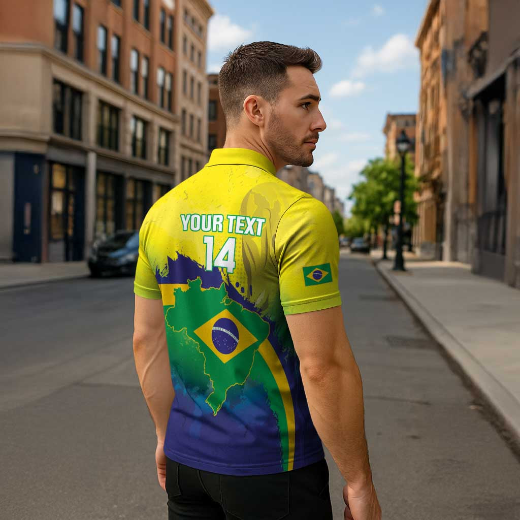 Brazil Football 2026 Custom Zipper Polo Shirt Come On Selecao Brasil Parrot Mascot
