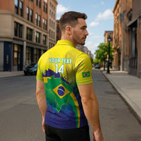 Brazil Football 2026 Custom Zipper Polo Shirt Come On Selecao Brasil Parrot Mascot
