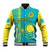 Personalised Kazakhstan Baseball Jacket Kazakh Traditional Pattern Blue Version - Wonder Print Shop