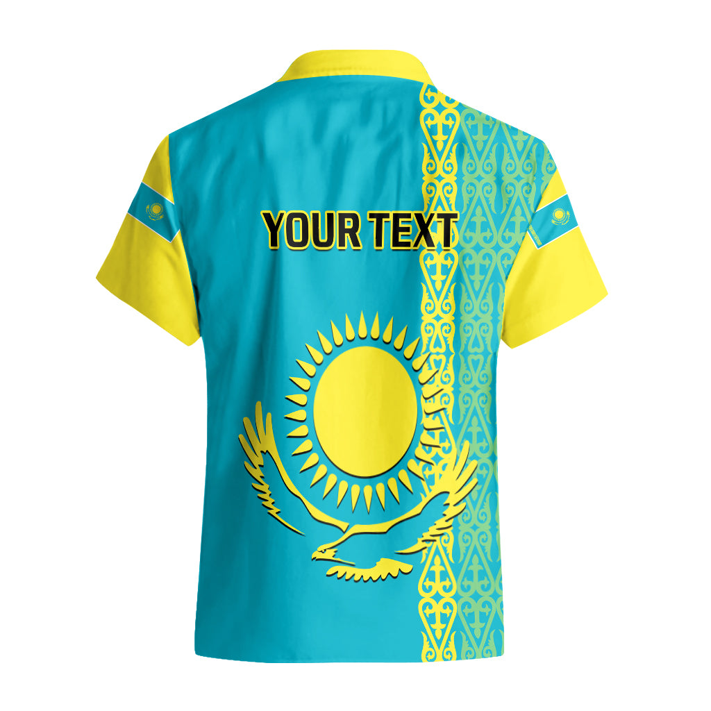Personalised Kazakhstan Hawaiian Shirt Kazakh Traditional Pattern Blue Version - Wonder Print Shop