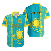 Personalised Kazakhstan Hawaiian Shirt Kazakh Traditional Pattern Blue Version - Wonder Print Shop