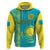 Custom Kazakhstan Hoodie Kazakh Traditional Pattern Blue Version - Wonder Print Shop