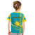 Personalised Kazakhstan Kid T Shirt Kazakh Traditional Pattern Blue Version - Wonder Print Shop