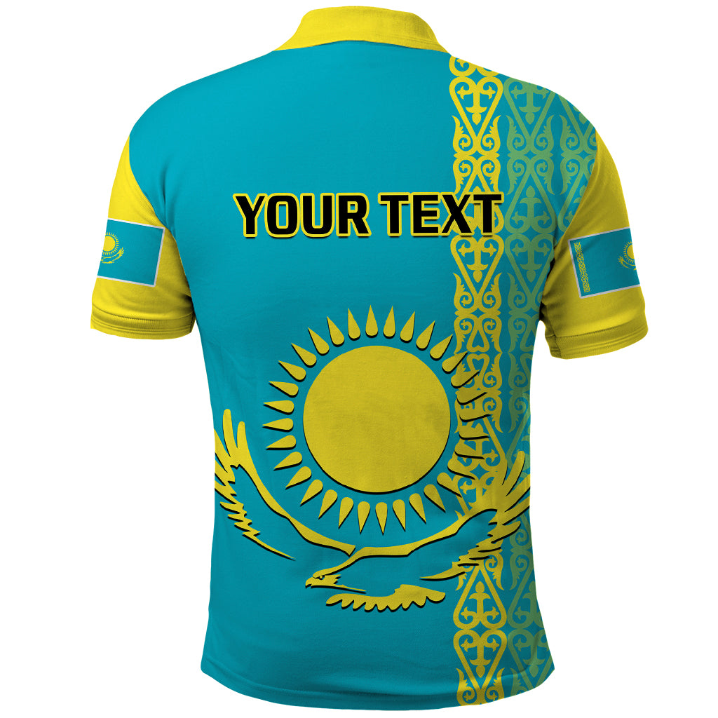 Custom Kazakhstan Polo Shirt Kazakh Traditional Pattern Blue Version - Wonder Print Shop