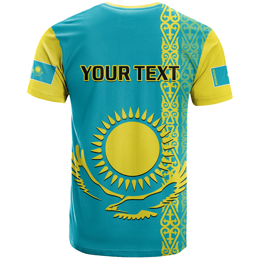 Personalised Kazakhstan T Shirt Kazakh Traditional Pattern Blue Version - Wonder Print Shop