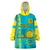 Personalised Kazakhstan Wearable Blanket Hoodie Kazakh Traditional Pattern Blue Version - Wonder Print Shop
