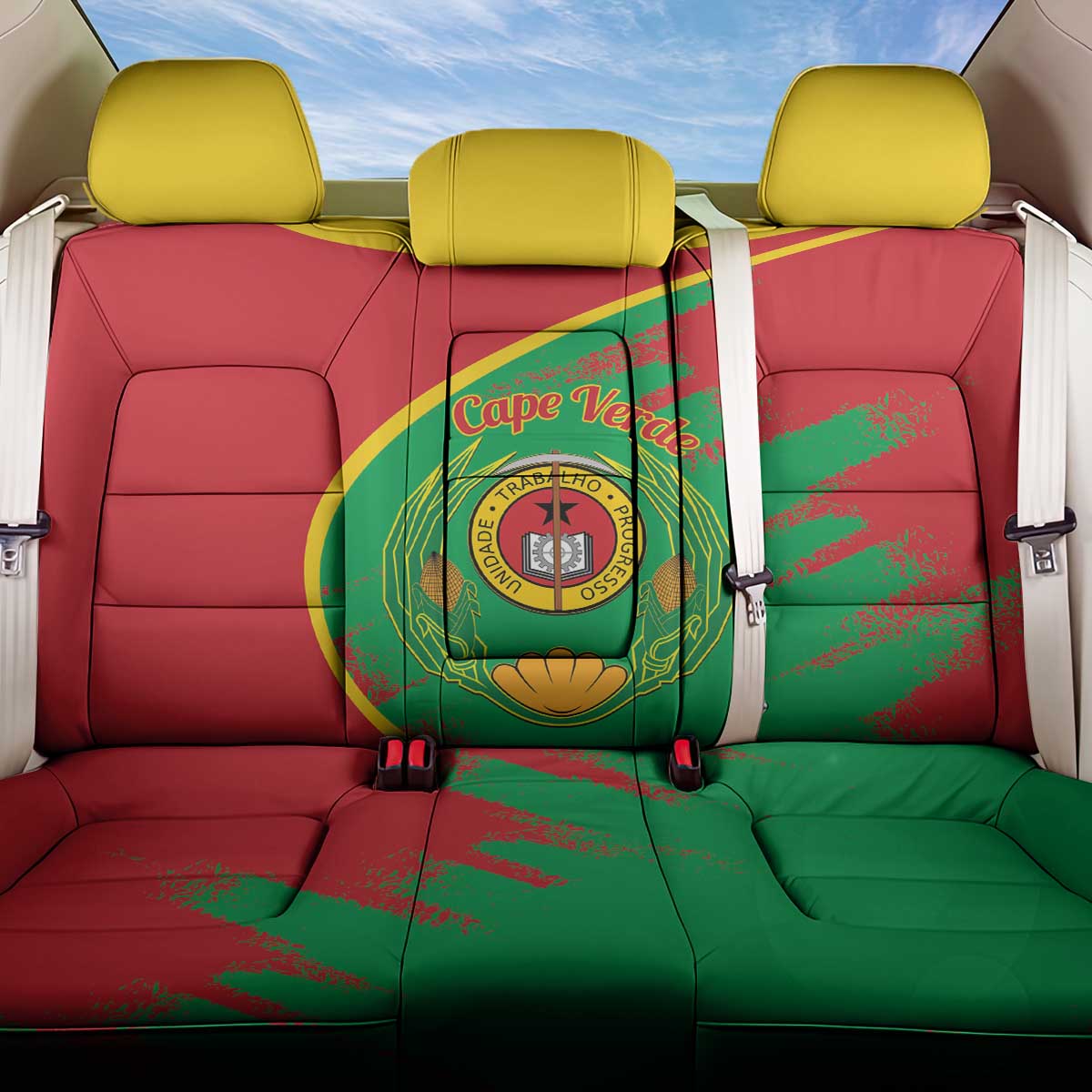 Cape Verde 1975-1992 Back Car Seat Cover Coat Of Arms Grunge Style