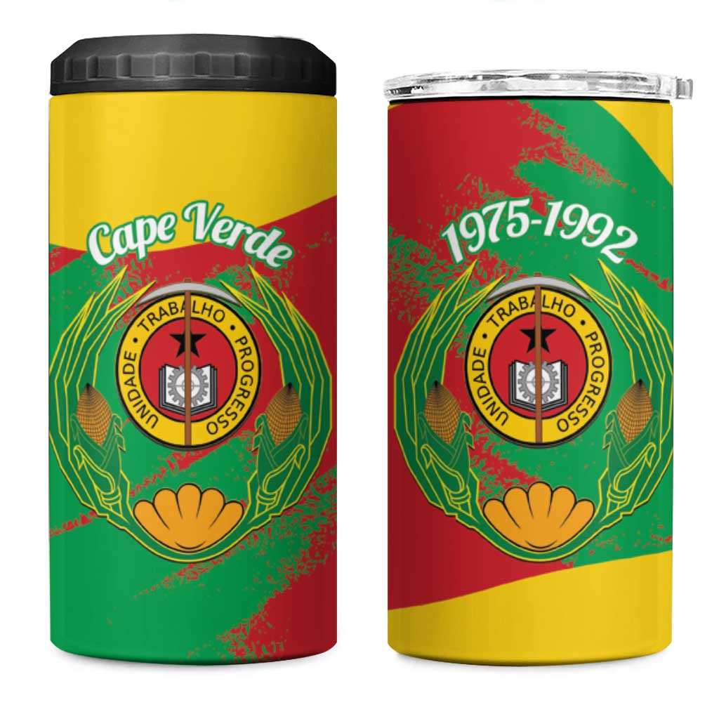 Cape Verde 1975-1992 4 in 1 Can Cooler Tumbler Coat Of Arms Grunge Style