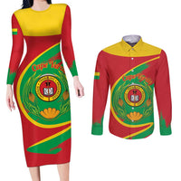 Cape Verde 1975-1992 Couples Matching Long Sleeve Bodycon Dress and Long Sleeve Button Shirt Coat Of Arms Grunge Style