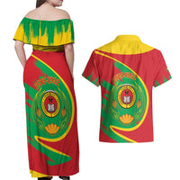 Cape Verde 1975-1992 Couples Matching Off Shoulder Maxi Dress and Hawaiian Shirt Coat Of Arms Grunge Style