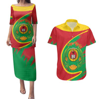 Cape Verde 1975-1992 Couples Matching Puletasi and Hawaiian Shirt Coat Of Arms Grunge Style