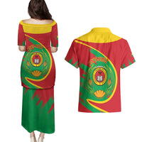 Cape Verde 1975-1992 Couples Matching Puletasi and Hawaiian Shirt Coat Of Arms Grunge Style