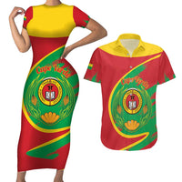 Cape Verde 1975-1992 Couples Matching Short Sleeve Bodycon Dress and Hawaiian Shirt Coat Of Arms Grunge Style