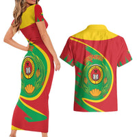 Cape Verde 1975-1992 Couples Matching Short Sleeve Bodycon Dress and Hawaiian Shirt Coat Of Arms Grunge Style