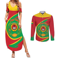 Cape Verde 1975-1992 Couples Matching Summer Maxi Dress and Long Sleeve Button Shirt Coat Of Arms Grunge Style