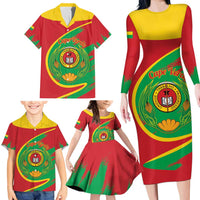 Cape Verde 1975-1992 Family Matching Long Sleeve Bodycon Dress and Hawaiian Shirt Coat Of Arms Grunge Style