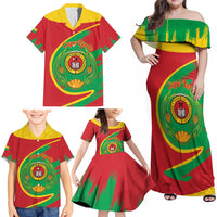 Cape Verde 1975-1992 Family Matching Off Shoulder Maxi Dress and Hawaiian Shirt Coat Of Arms Grunge Style