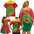 Cape Verde 1975-1992 Family Matching Off Shoulder Short Dress and Hawaiian Shirt Coat Of Arms Grunge Style