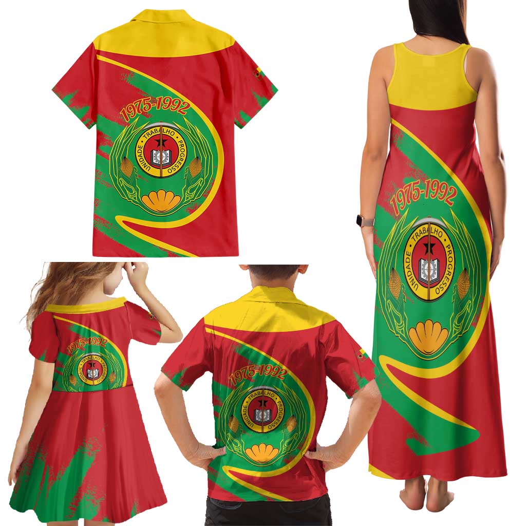 Cape Verde 1975-1992 Family Matching Tank Maxi Dress and Hawaiian Shirt Coat Of Arms Grunge Style