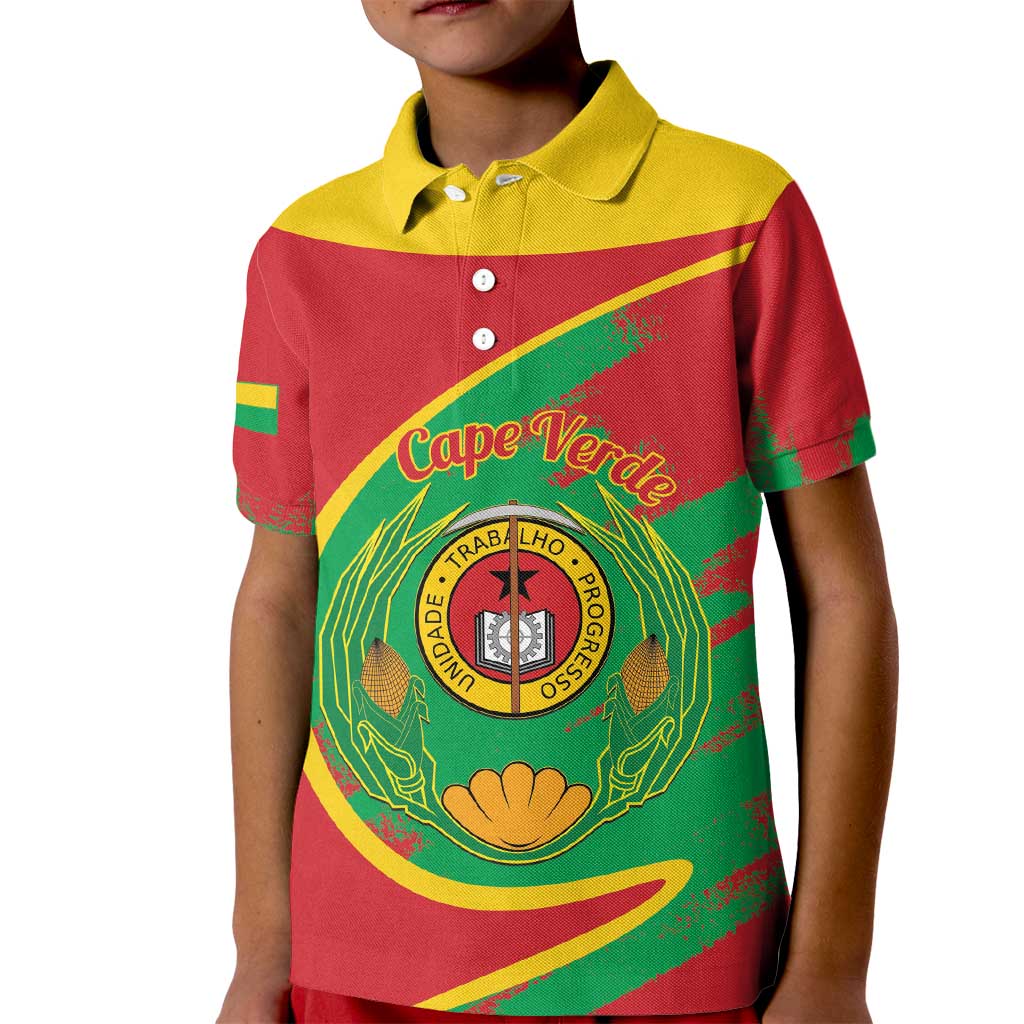 Cape Verde 1975-1992 Kid Polo Shirt Coat Of Arms Grunge Style