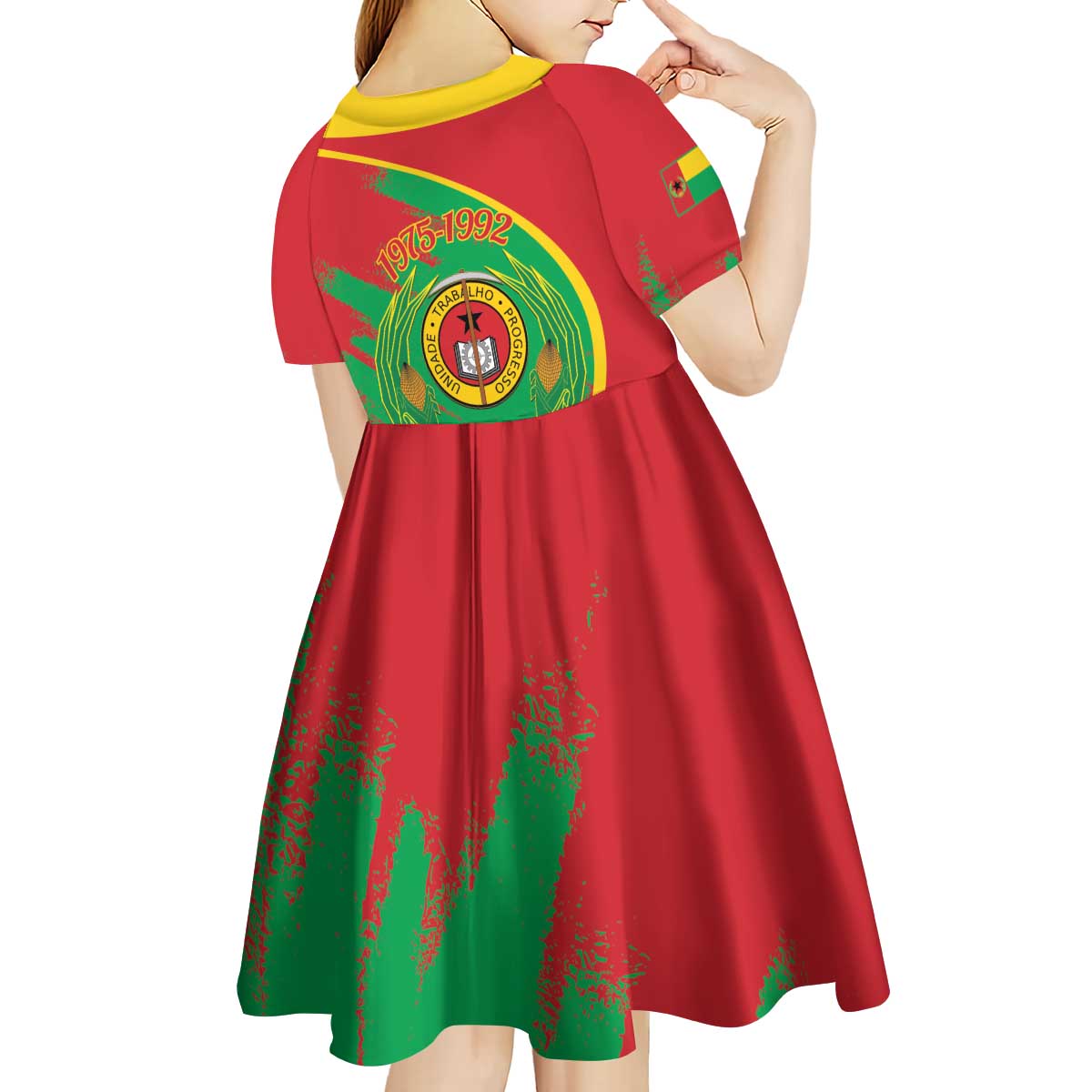 Cape Verde 1975-1992 Kid Short Sleeve Dress Coat Of Arms Grunge Style