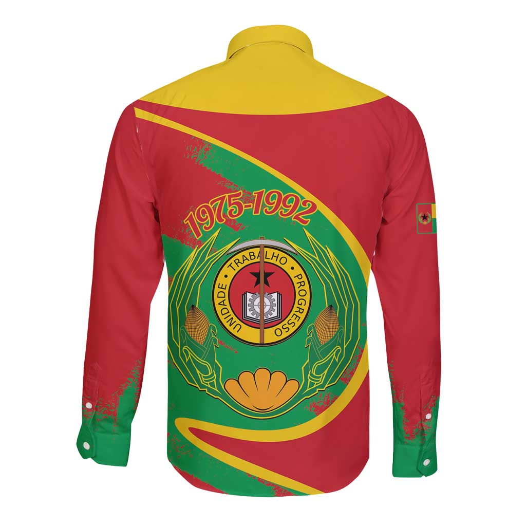 Cape Verde 1975-1992 Long Sleeve Button Shirt Coat Of Arms Grunge Style