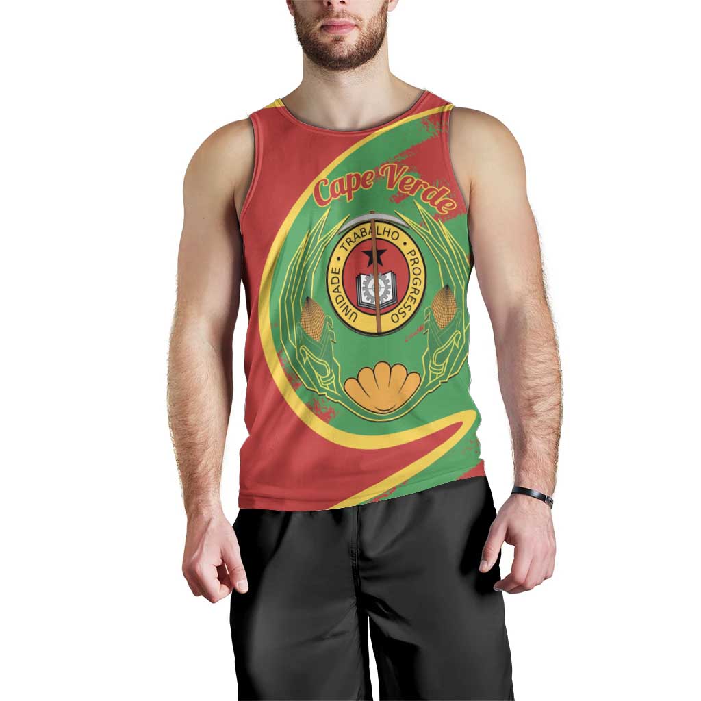 Cape Verde 1975-1992 Men Tank Top Coat Of Arms Grunge Style