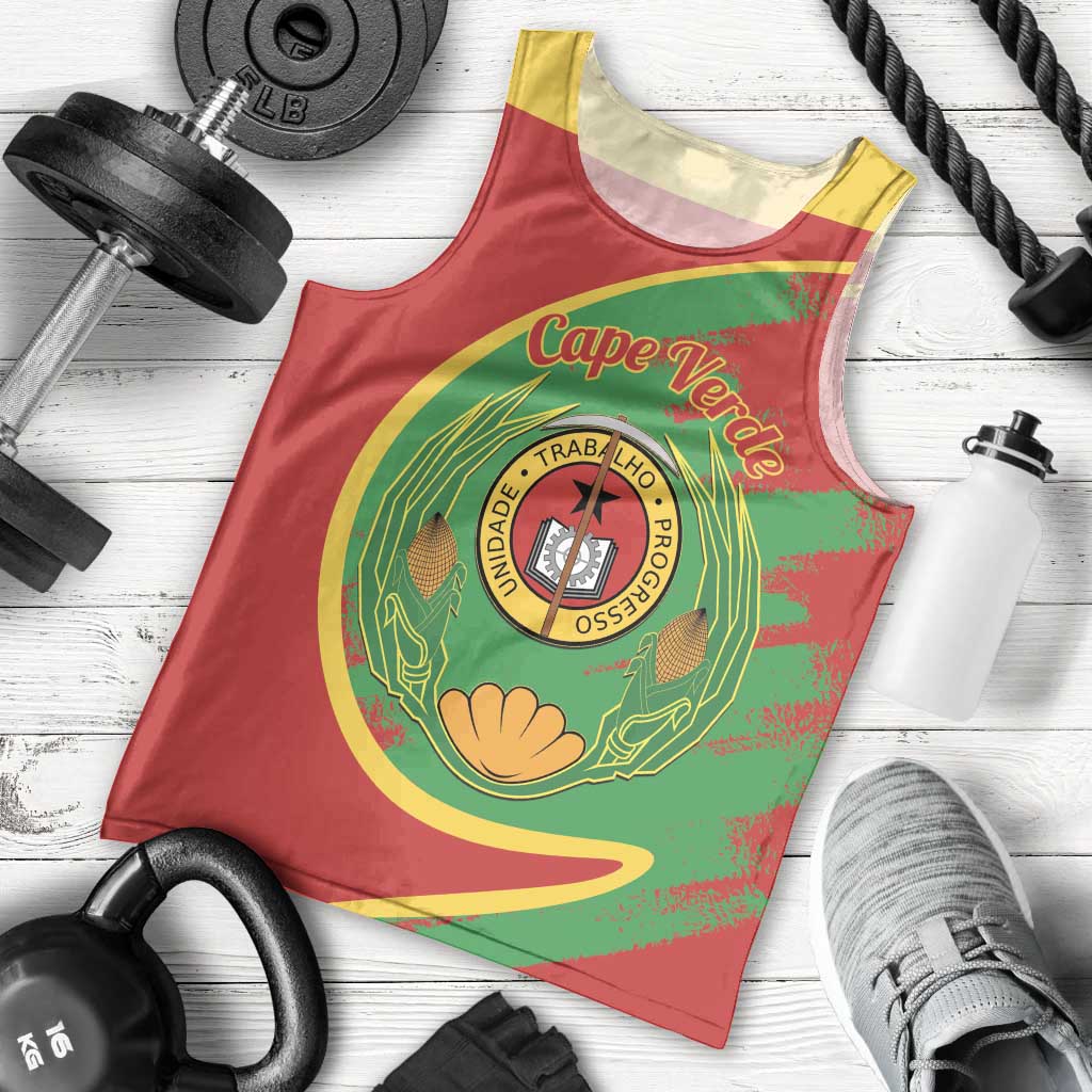 Cape Verde 1975-1992 Men Tank Top Coat Of Arms Grunge Style
