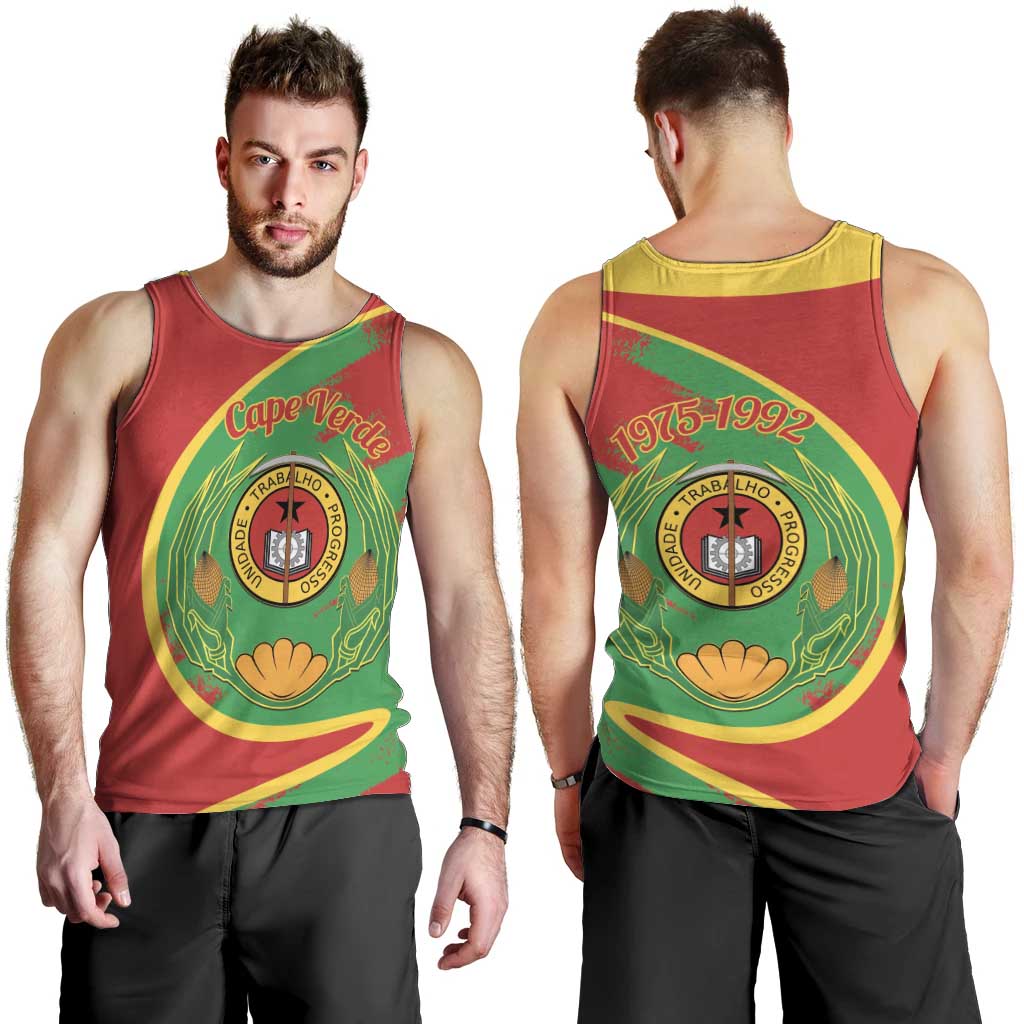 Cape Verde 1975-1992 Men Tank Top Coat Of Arms Grunge Style