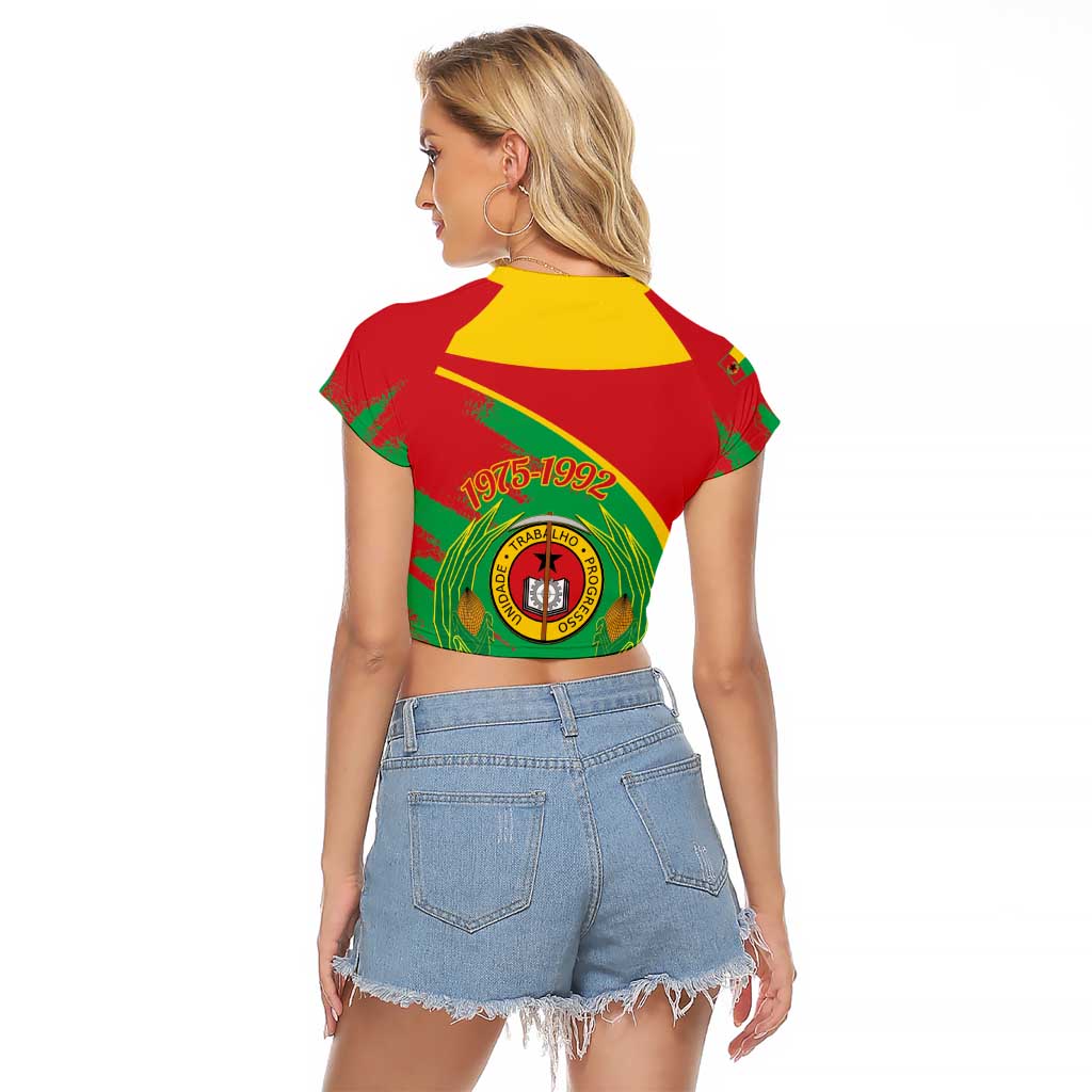 Cape Verde 1975-1992 Raglan Cropped T Shirt Coat Of Arms Grunge Style