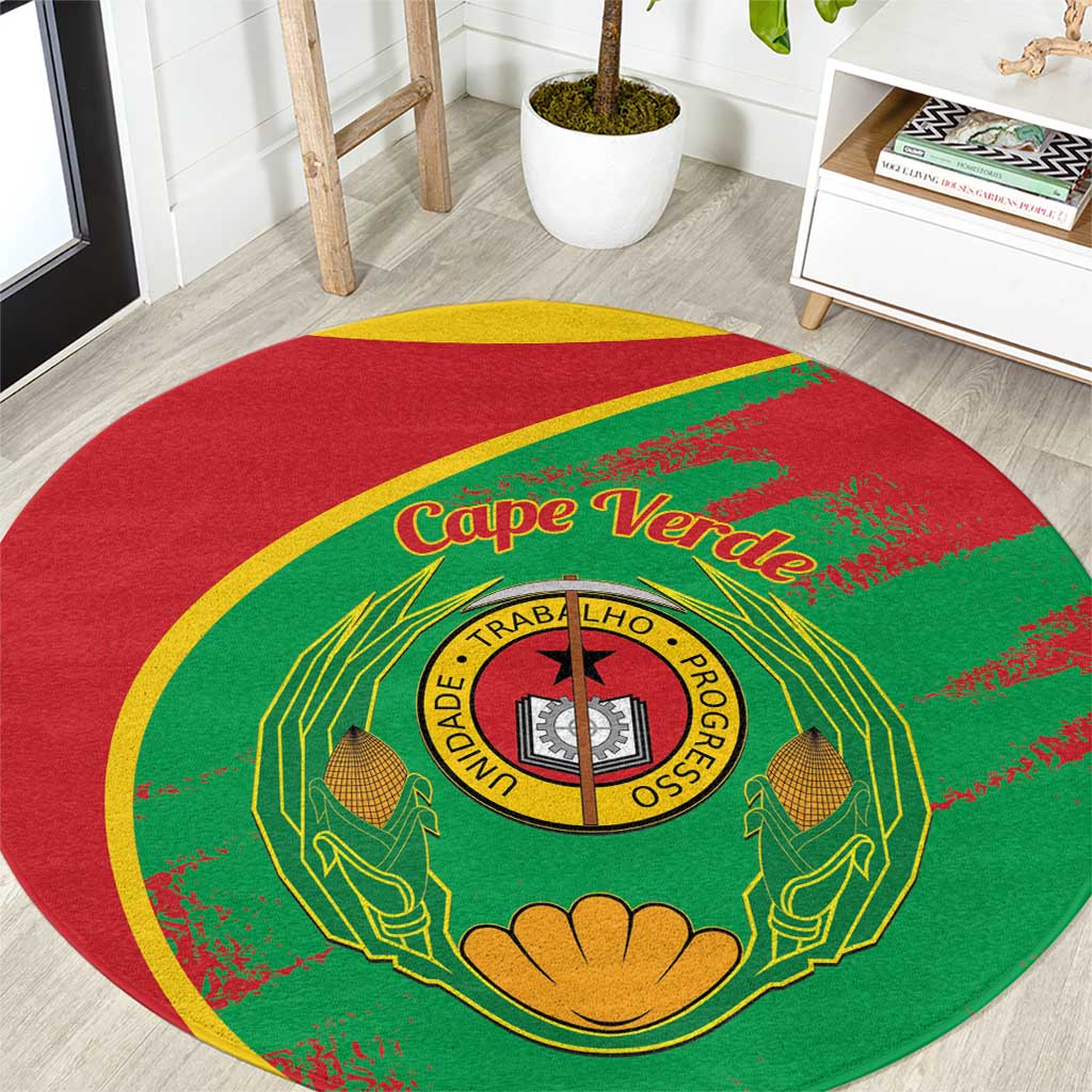 Cape Verde 1975-1992 Round Carpet Coat Of Arms Grunge Style