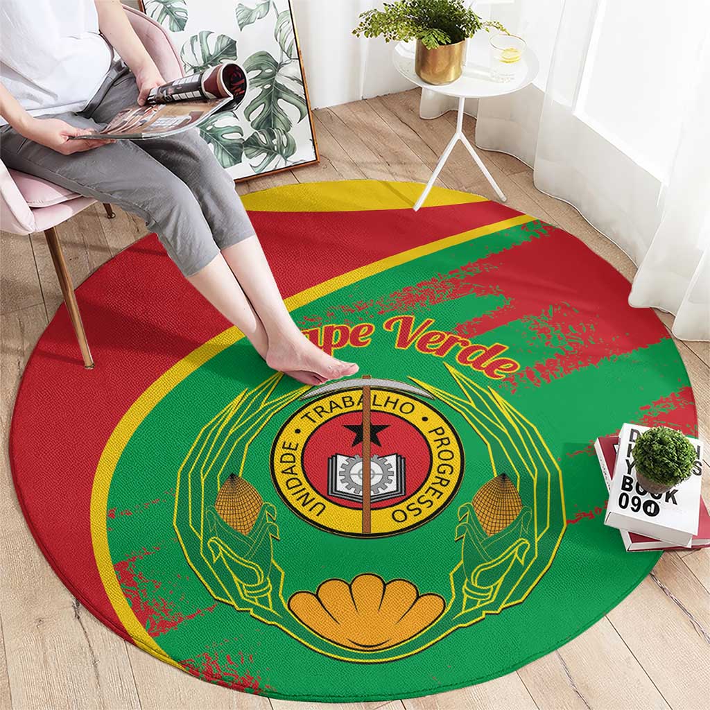 Cape Verde 1975-1992 Round Carpet Coat Of Arms Grunge Style