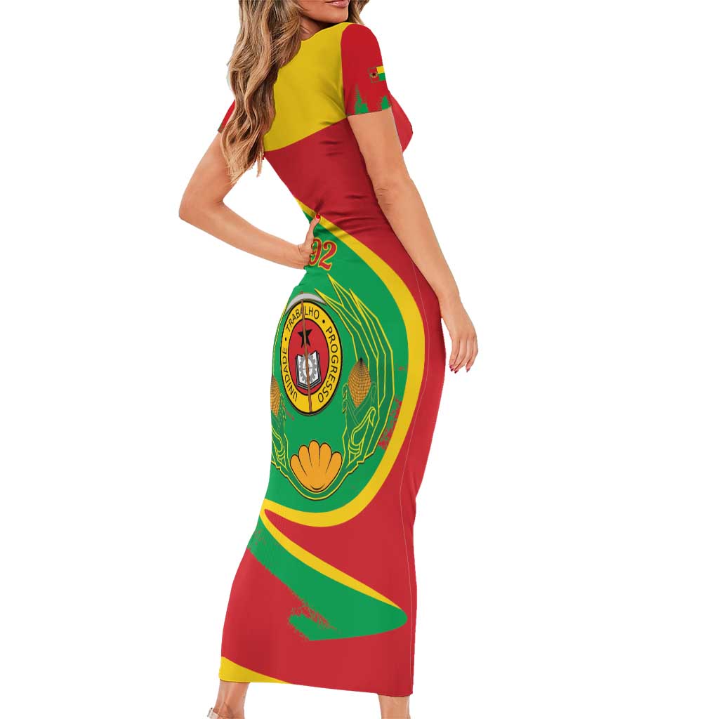 Cape Verde 1975-1992 Short Sleeve Bodycon Dress Coat Of Arms Grunge Style