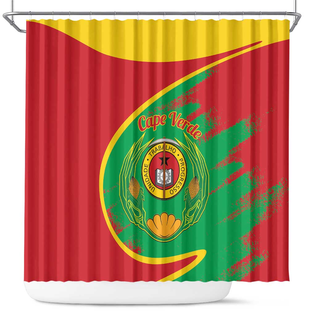 Cape Verde 1975-1992 Shower Curtain Coat Of Arms Grunge Style