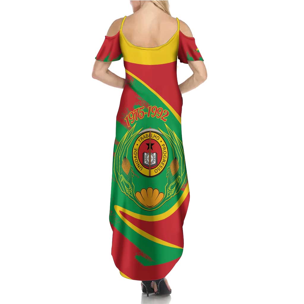 Cape Verde 1975-1992 Summer Maxi Dress Coat Of Arms Grunge Style