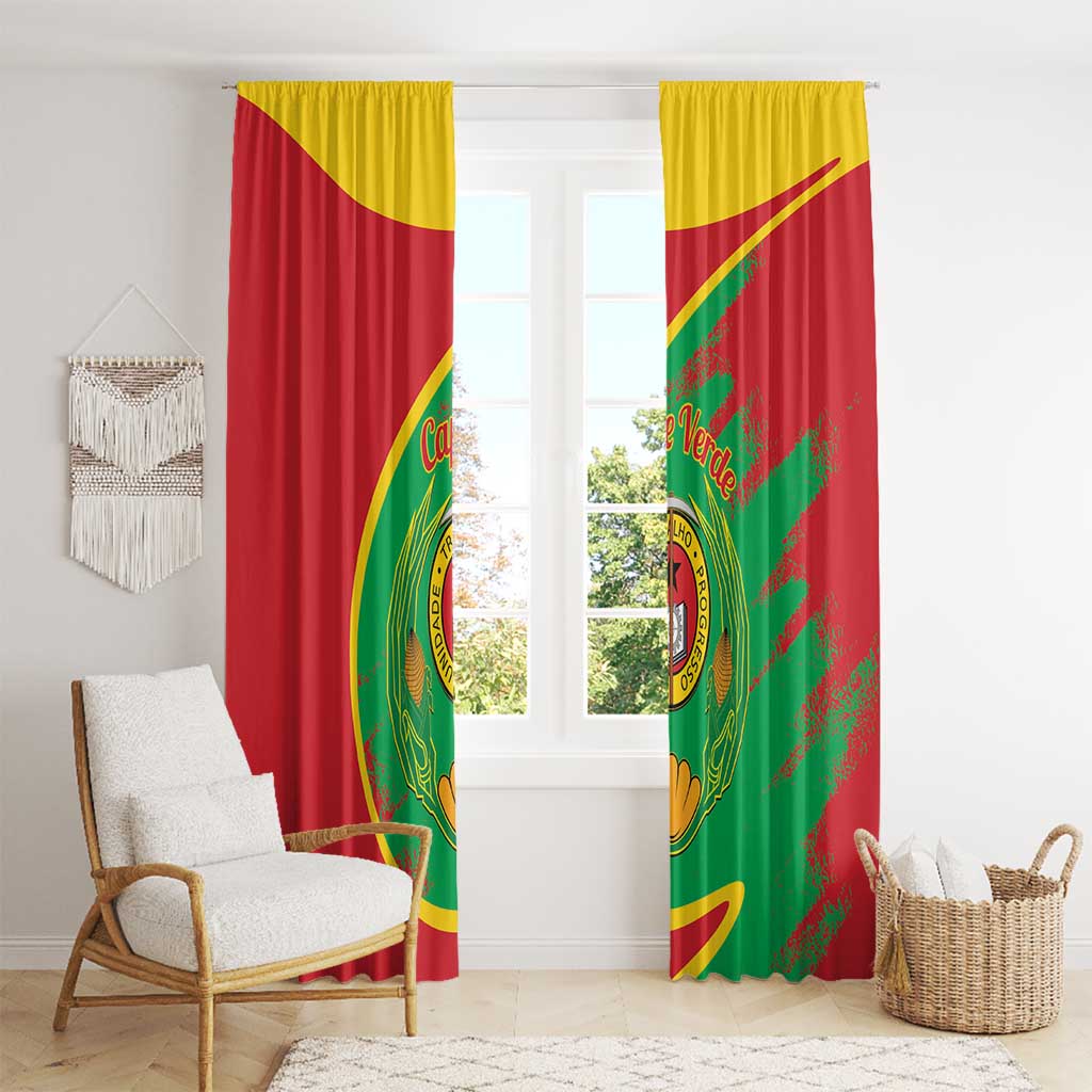 Cape Verde 1975-1992 Window Curtain Coat Of Arms Grunge Style