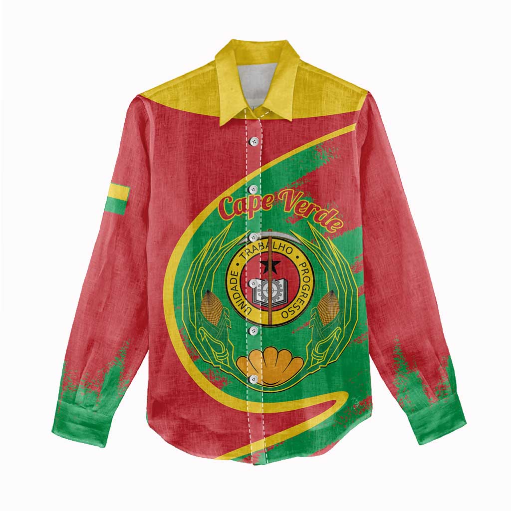 Cape Verde 1975-1992 Women Casual Shirt Coat Of Arms Grunge Style