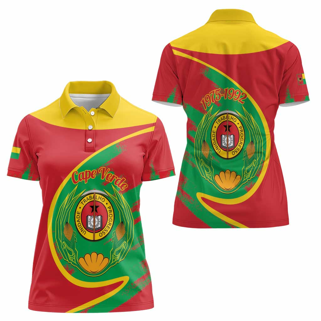 Cape Verde 1975-1992 Women Polo Shirt Coat Of Arms Grunge Style