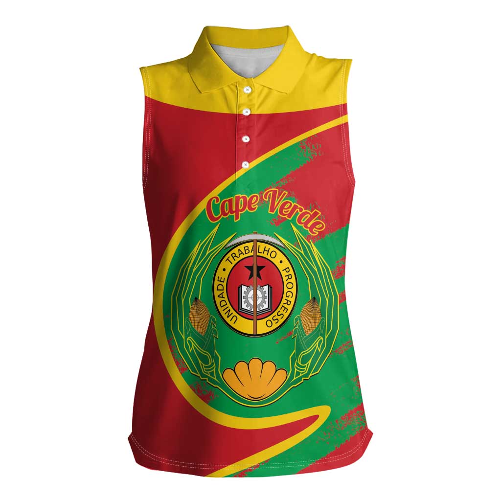 Cape Verde 1975-1992 Women Sleeveless Polo Shirt Coat Of Arms Grunge Style